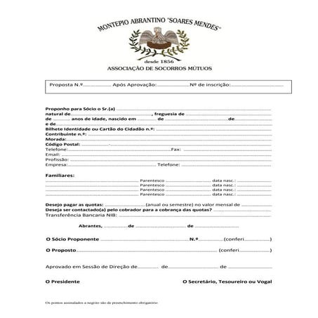 Proposta de sócio montepio