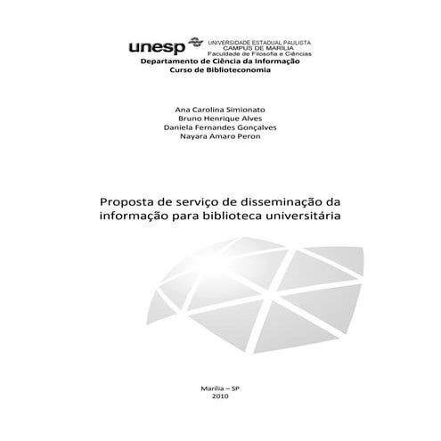 Proposta de serviço de disseminação da informação para bibliotecas universitárias