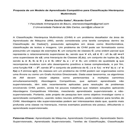 Proposta de um modelo de aprendizado competitivo para classificacao hierarquica multirrotulo