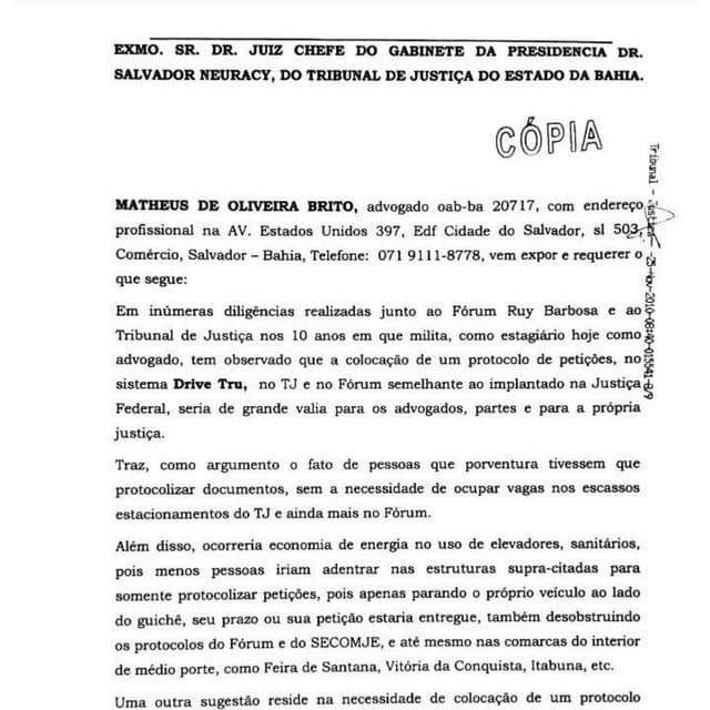 Protocolo Expresso: Proposta de Matheus Brito de 2010