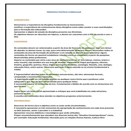 Proposta Política Curricular