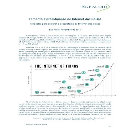Posicionamento Brasscom: Fomento à prototipação de Internet das Coisas 