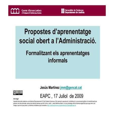 Propostes d’aprenentatge social obert a l’Administració. Formalitzant els apr...