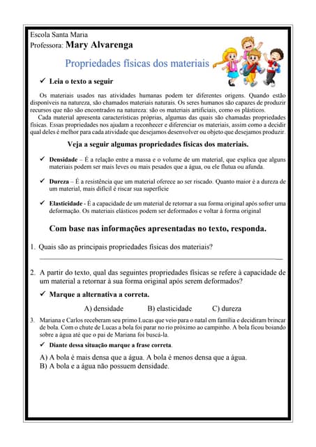 Propriedades físicas dos materiais | PDF