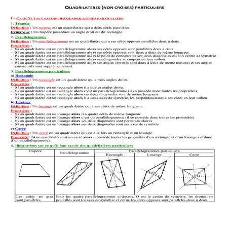 Proprietes des quadrilateres