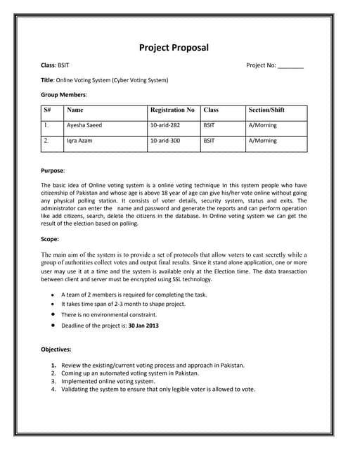 Project synopsis on online voting system | PDF