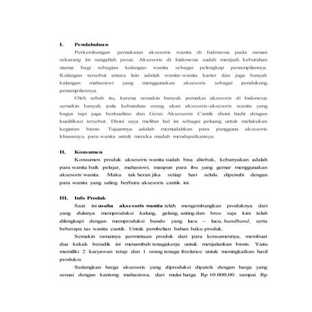 Propsal usaha aksesorois wanita