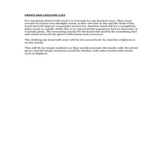 Props and costume list