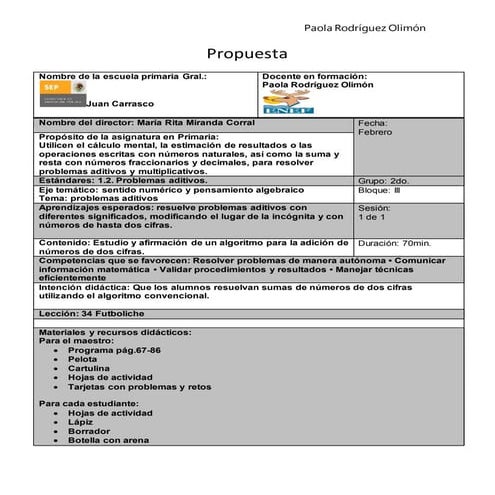 ,secuencia propuesta 