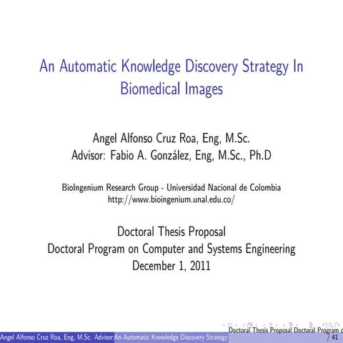 Doctoral Thesis Proposal: An Automatic Knowledge Discovery Strategy In Biomed...