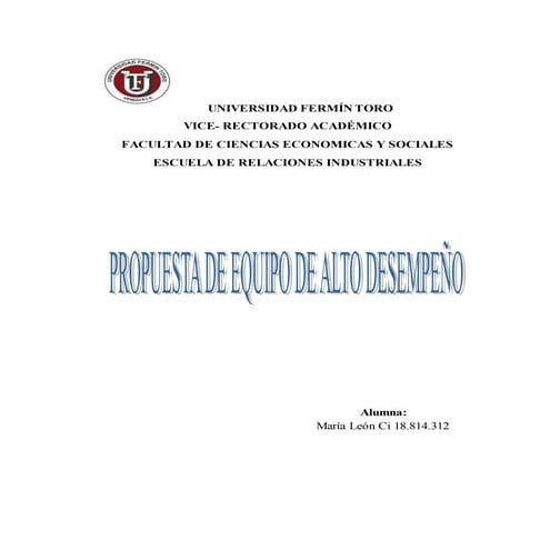 Propuesta de equipo de alto Desempeño