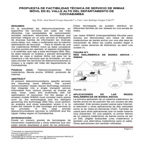 Propuesta de factibilidad técnica de servicio de wimax móvil en el valle alto...