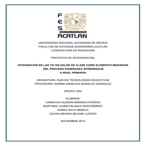 Propuesta de intervención en primaria con uso de las TIC