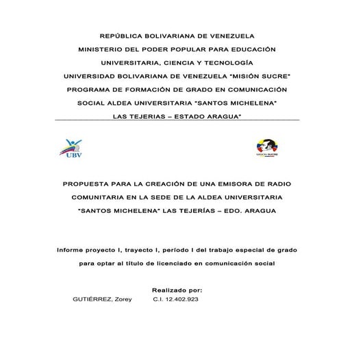 Propuesta del proyecto de radio comunitaria