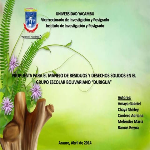 Propuesta de Manejo de Residuos y Desechos Solidos