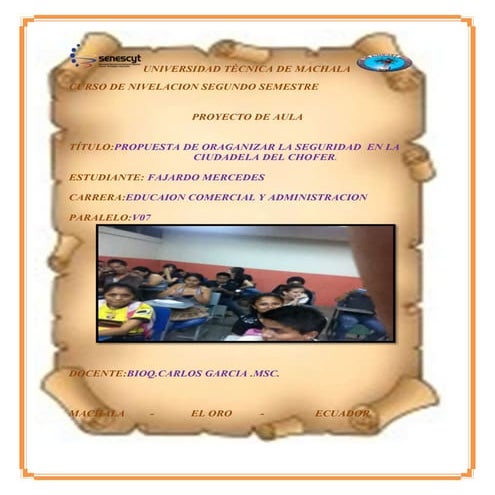 PROYECTO DE PROPUESTA DE ORGANIZACION DE LA CIUDADELA DEL CHOFER