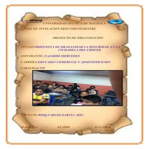 Propuesta   de organización para la ciudadela del chofer proyecto