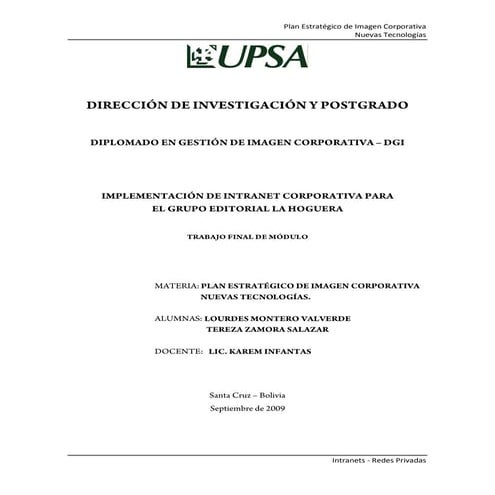 Proyecto de aplicación Intranets  Redes Privadas