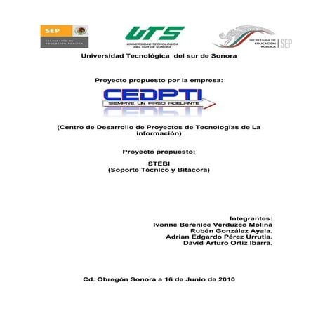 Propuesta de proyecto stebi(soporte técnico y bitácora)