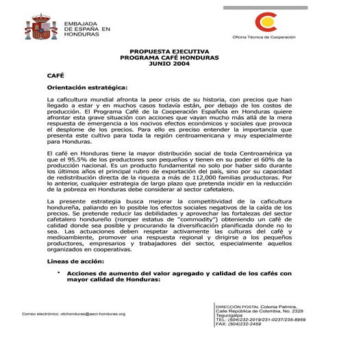 Propuesta ejecutiva programa café cooperación española honduras 06 2004
