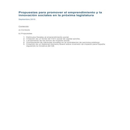 Propuestas para promover el emprendimiento y la innovación sociales en la pró...