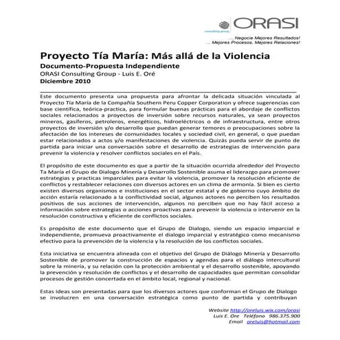 Propuesta independiente prevencion de violencia proyecto tia maria  peru