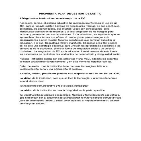 Plan De AccióN Para La ImplementacióN De Las Tics | PPTX