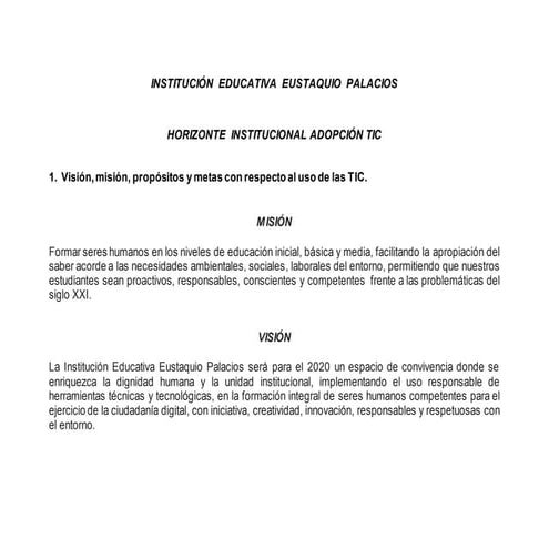 Propuesta plan de gestion de las tic en la i.e