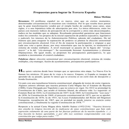 Propuestas para lograr la tercera españa
