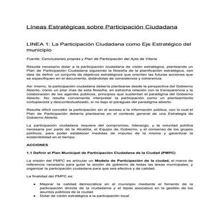 Propuestas sobre el futuro Plan de Participación Ciudadana