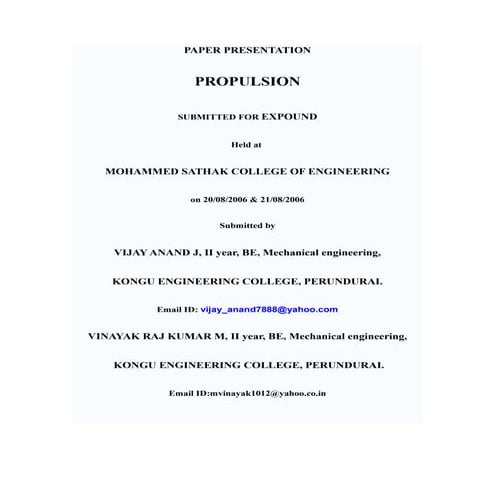 Propulsion in space technology