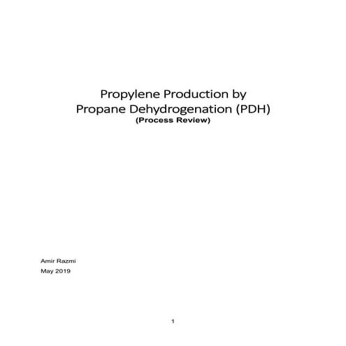 Propylene Production by Propane Dehydrogenation (PDH)