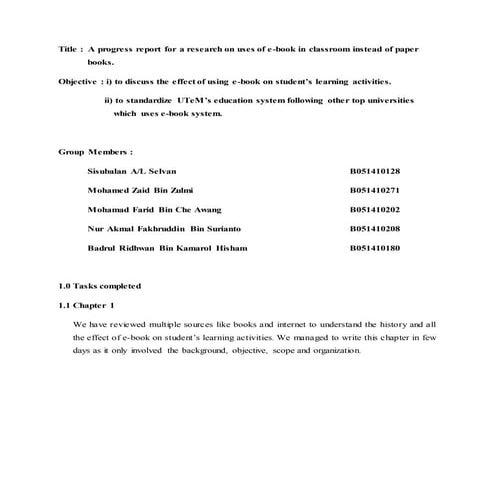 E-book VS paper books (PROPOSAL)