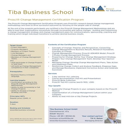 Prosci® Change Management Certification Program - Information Sheet