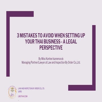 3 Mistakes to Avoid When Setting-up Your Thai business - a Legal Perspective
