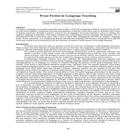 Prose fiction in language teaching