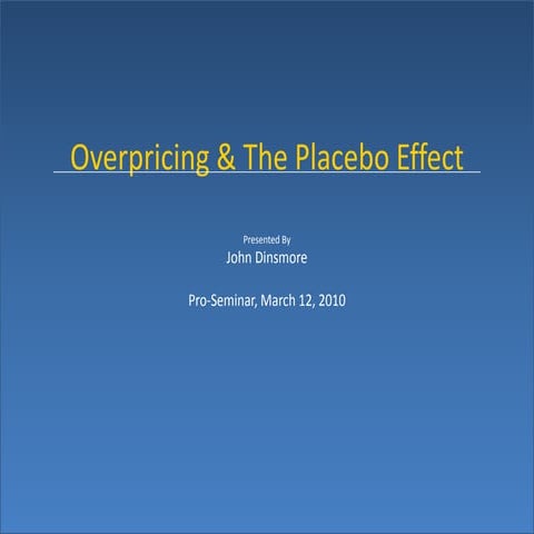Price Perception & The Placebo Effect in Marketing