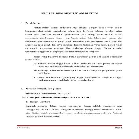 Proses pembentukan piston