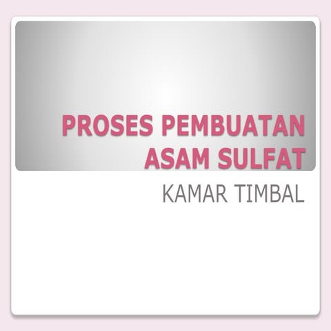 Proses pembuatan asam sulfat
