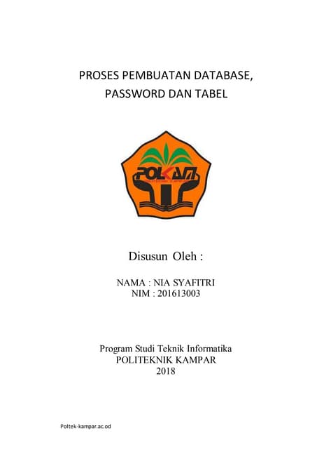 Pembuatan tabel pada database untuk KHS | DOC