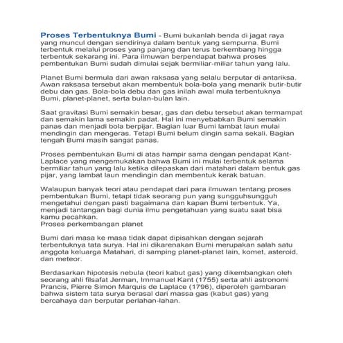 Proses terbentuknya bumi