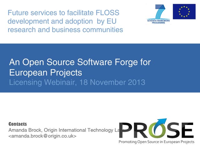 Prose FLOSS Licensing webinair 18 november 2013