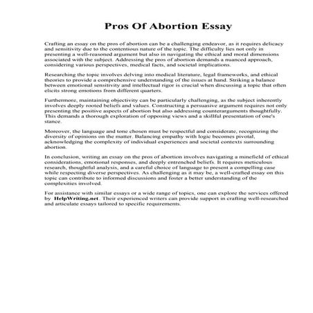 Essay On Abortion Pros And Cons | PDF