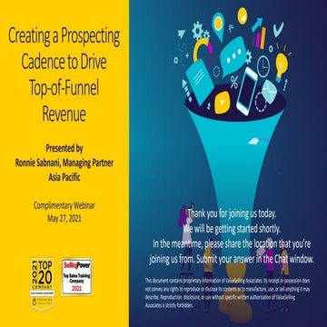 Creating A Prospecting Cadence To Drive Top-of-Funnel Revenue SNG