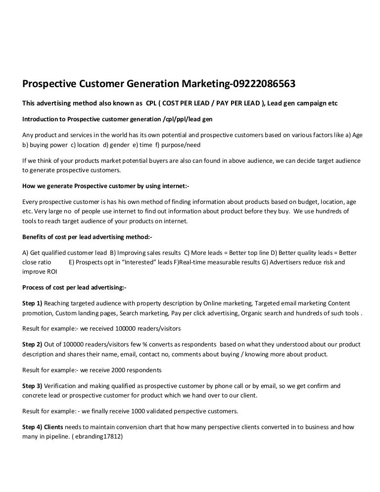 prospective customer generation marketing prospective customer