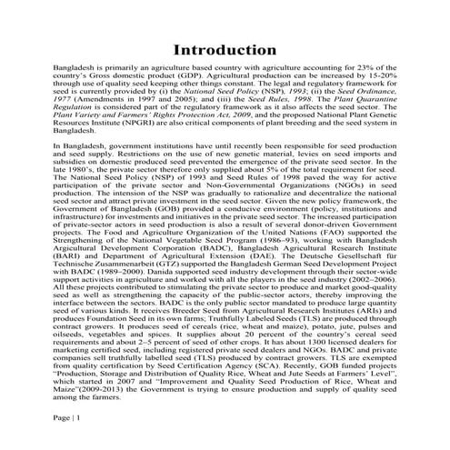 Prospect of seed industries development in bangladesh