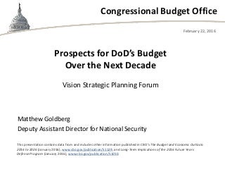 Prospects for DOD’s Budget Over the Next Decade