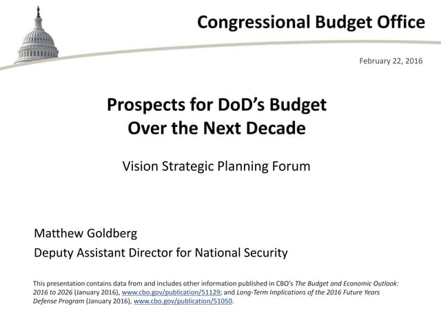 Prospects for DOD’s Budget Over the...