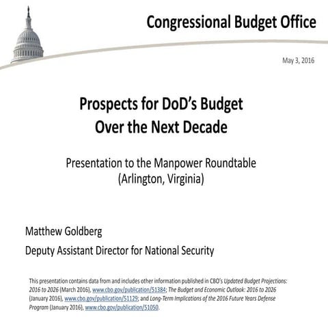 Prospects for DoD's Budget Over the Next Decade