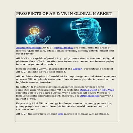PROSPECTS OF AR & VR IN GLOBAL MARKET
